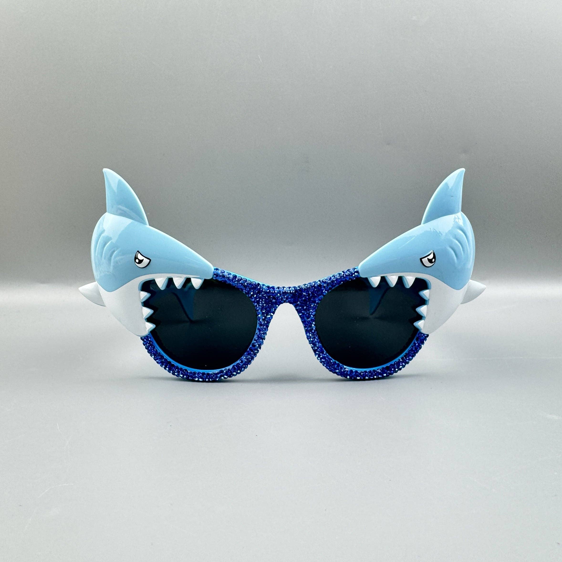 Blue Handmade Rhinestone Shark Party Eyeglasses G0524 for wholesale on Faire2