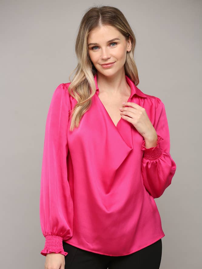 FATE - Wholesale Blouse - Women's - COWL NECK SATIN BLOUSE FT20008 - Glamorous Aesthetic