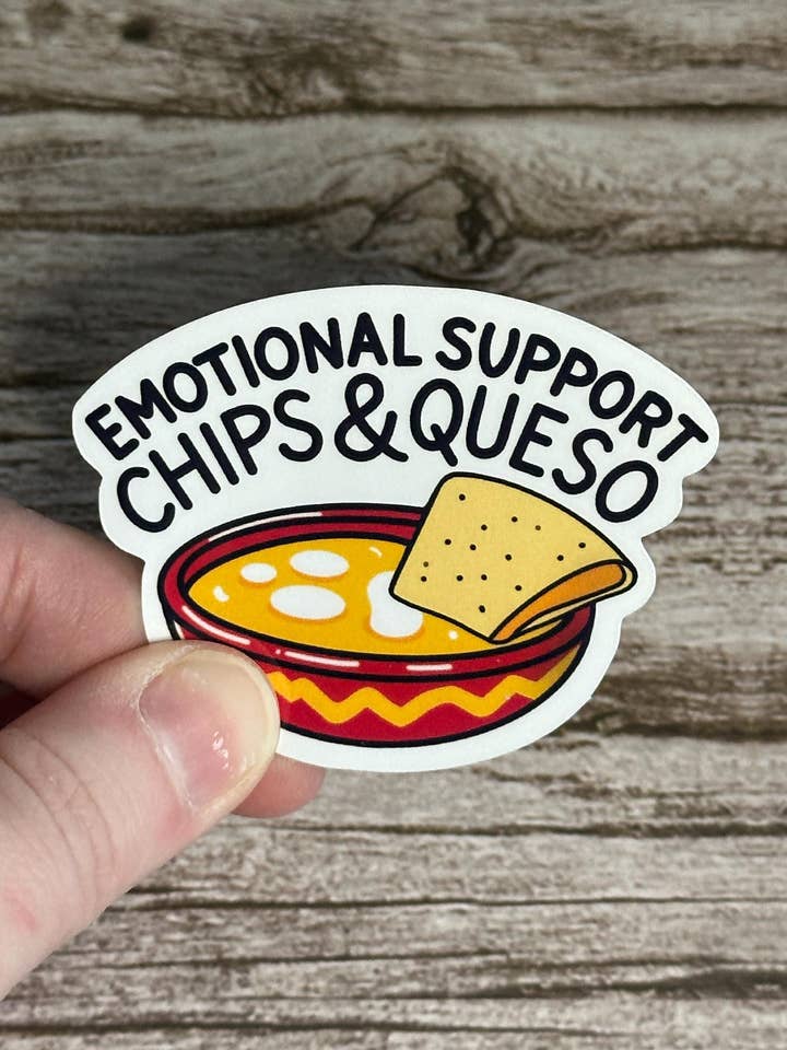 Emotional Support Chips and Queso Sticker - Waterproof Vinyl Decal for wholesale by Laura Dawn Designs
