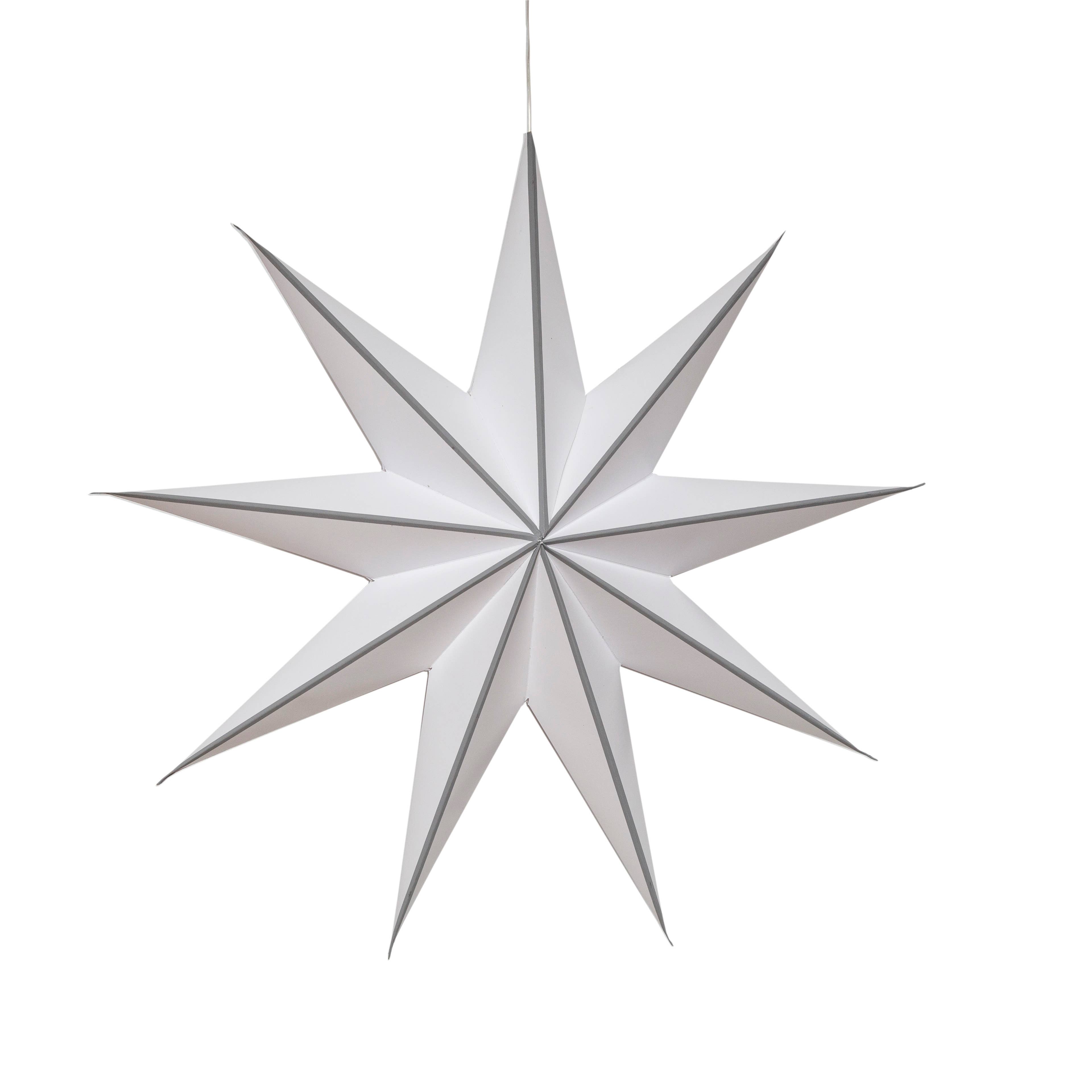Artschatz LLC - Wholesale Paper Lantern/Lamp - Cynosure 9 Point 18" white / grey Paper Star Lantern Light7