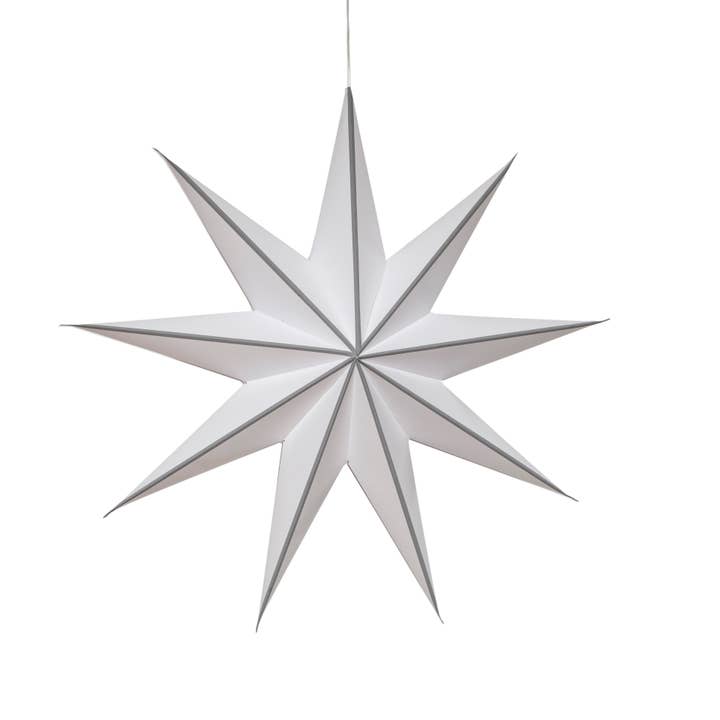 Artschatz LLC - Wholesale Paper Lantern/Lamp - Cynosure 9 Point 18" white / grey Paper Star Lantern Light7