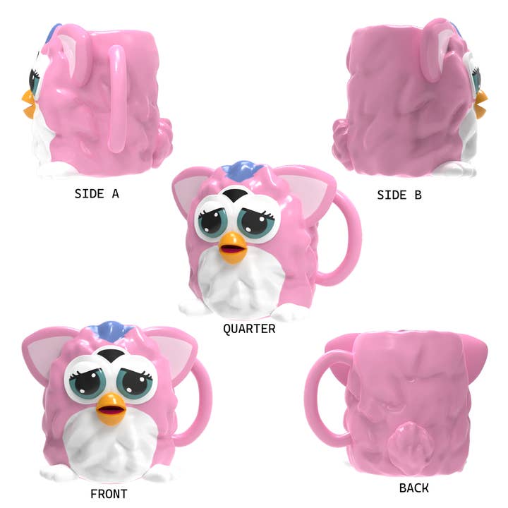 Silver Buffalo - Wholesale Coffee Mug - Furby Pink Ceramic 3D Sculpted Mug