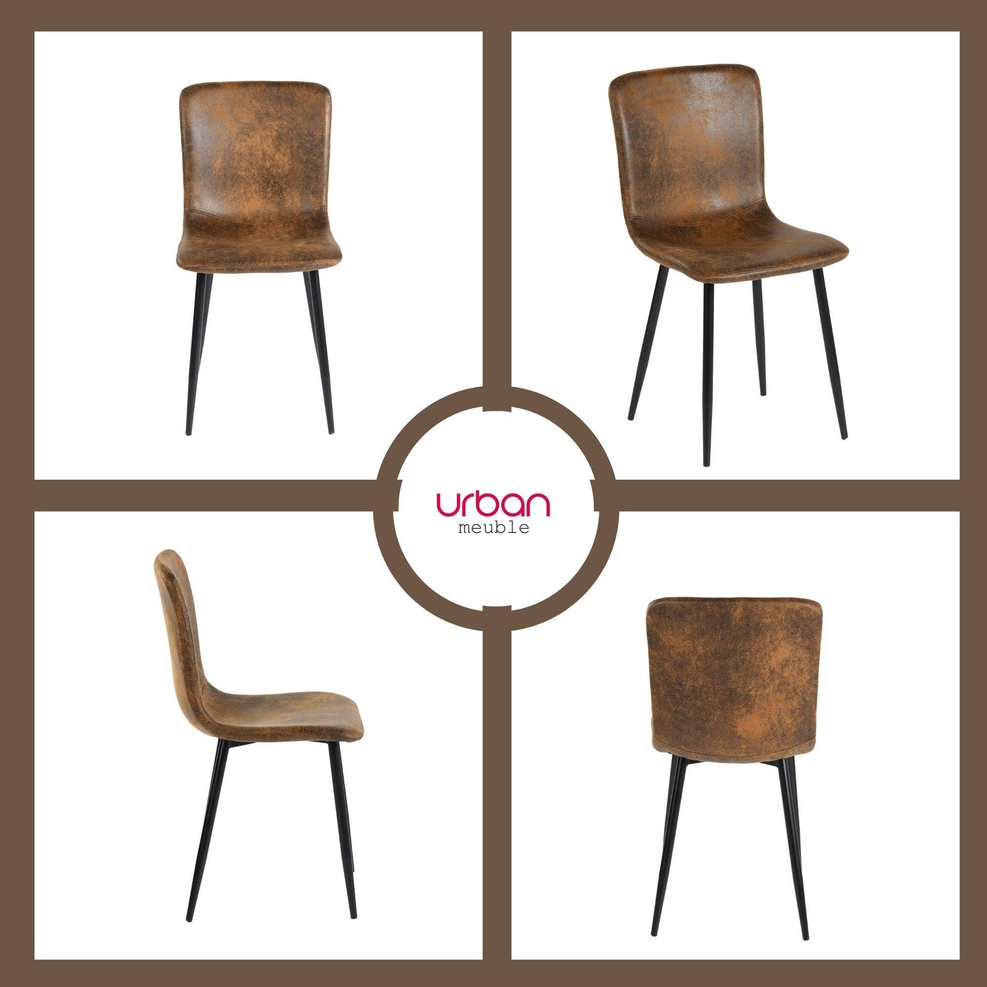 Urban Meuble - Wholesale Chair - Set of 4 vintage brown suede dining chairs with black legs SCARGILL SUEDE NL 4PCS9