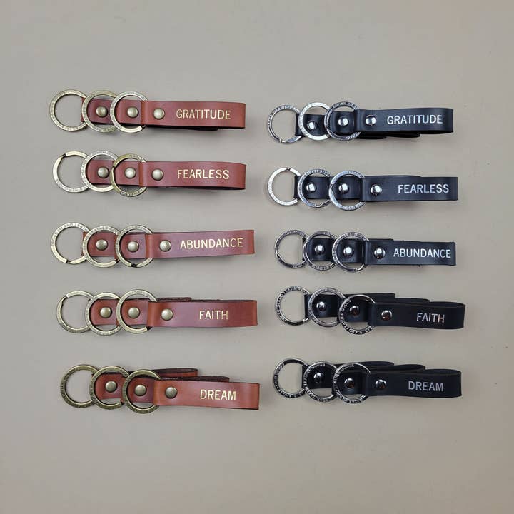 Leather Keychain INSPIRE Bundle (30) for wholesale by Orcas Island Leather Goods