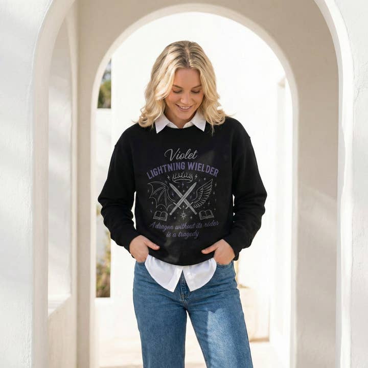 Violet Lightning Wielder Sweatshirt for wholesale by MagicMerchEmporium