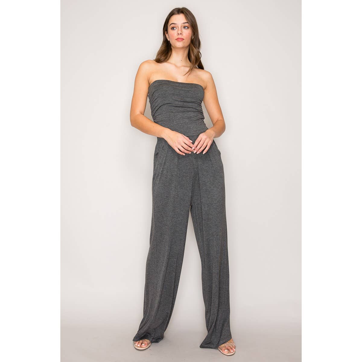 Popular 21 - Vente Combinaison – femme - Combinaison en tricot à jambes amples et sans bretelles à haut tube17