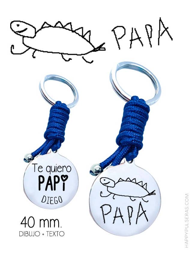 Llavero naútico acero 40 mm DIBUJO y TEXTO . para venta al por mayor de Happypulseras