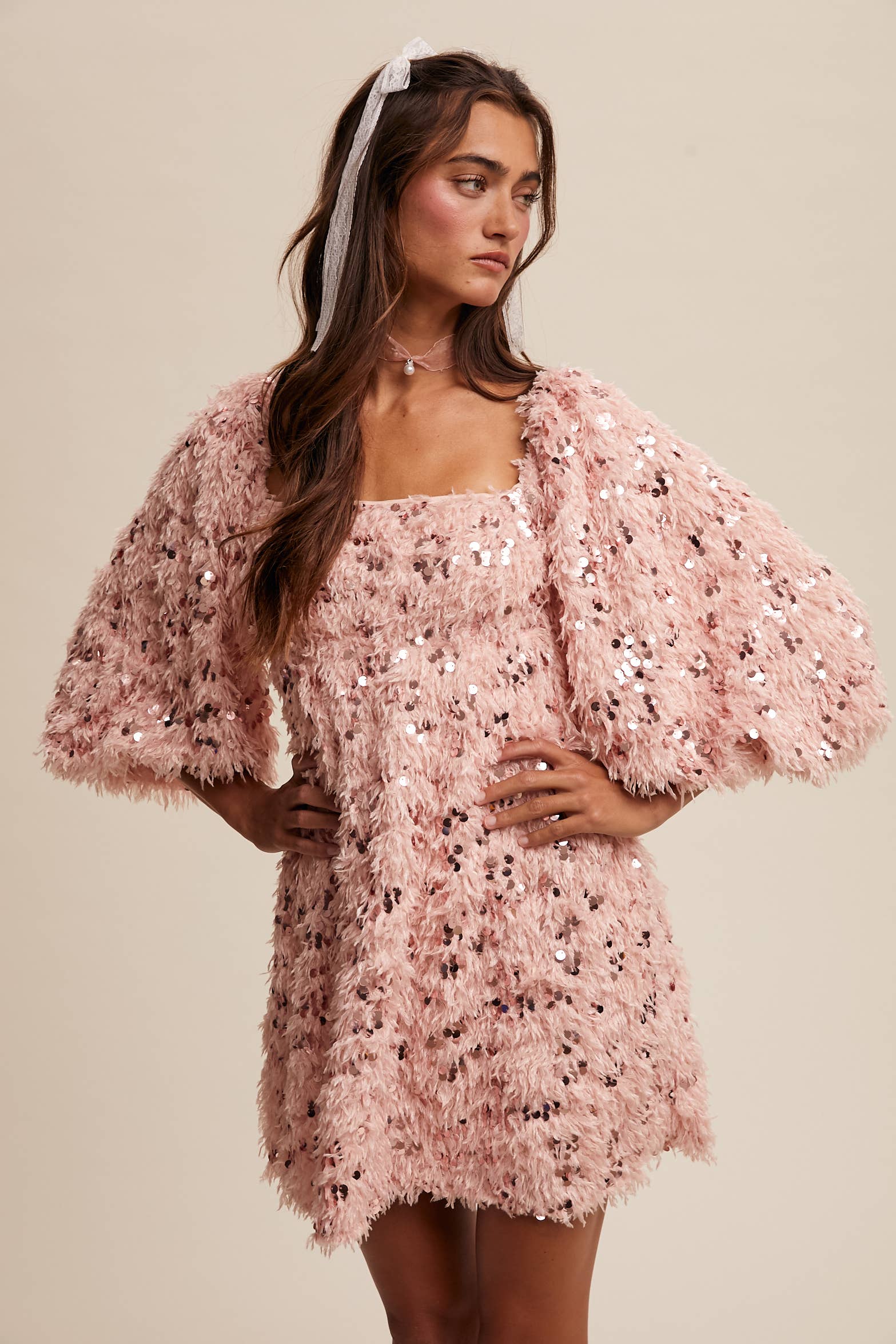 Listicle – Vestido - Mulher por atacado – Vestido Mini com Franjas de Lantejoulas LD14684