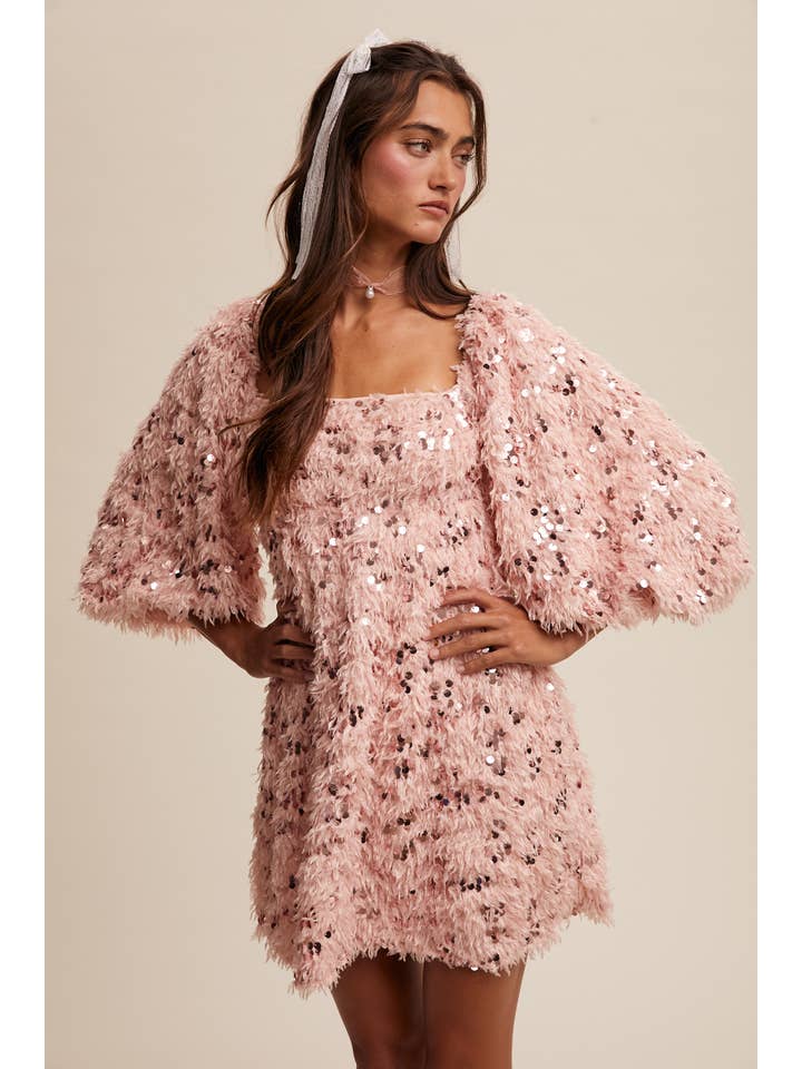 Listicle - Wholesale Dress - Women's - Sequin Fringe Mini Dress LD146813