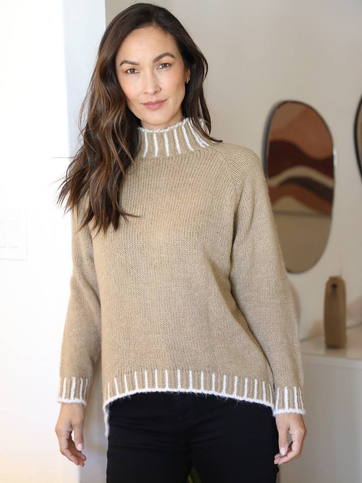 Nostalgia - Wholesale Knit Sweater - Women's - NHQ23-ASIS ONE SIZE PULLOVER SWEATER WITH IVORY STICHES23