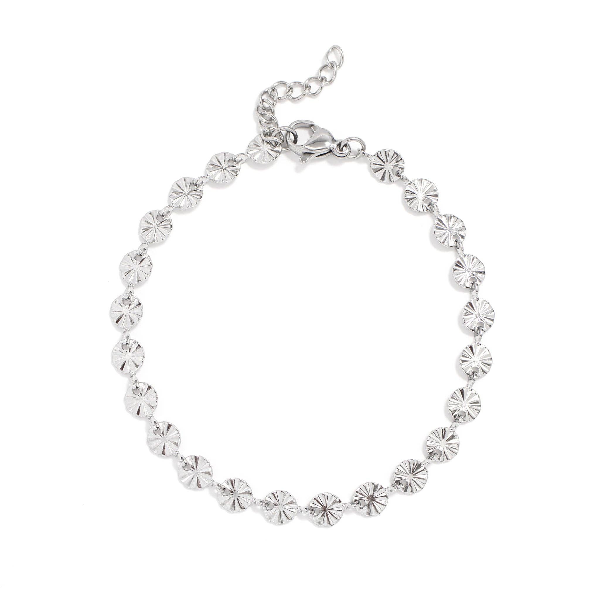 WJW - Wholesale Link & Chain Bracelet - 18K Gold PVD Stainless Steel Sunburst Chain Bracelet2