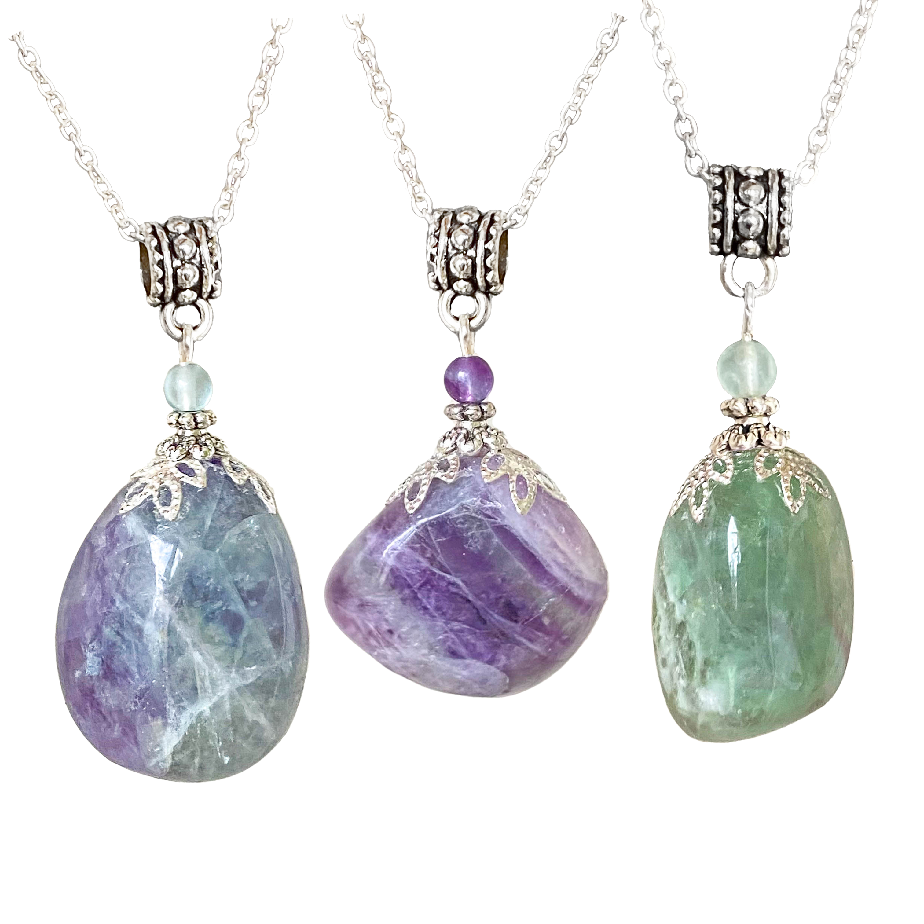 Glorious Healing Crystals - Wholesale Pendant/Charm Necklace - Rainbow Fluorite Pendant / Inner Wisdom Necklace2