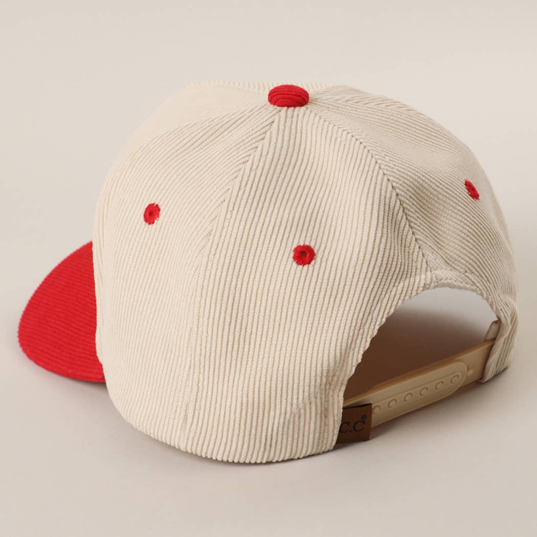 Fashion City - Wholesale Truckerpet - Dames - Howdy Holidays 3D Tekst Borduurwerk Corduroy Hoed8