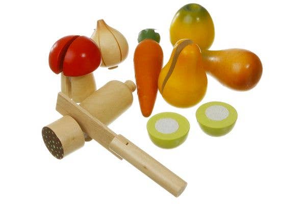 Magni ApS - Wholesale Toy Set - Kids - Wooden Fruit and Vegetables With Velcro0
