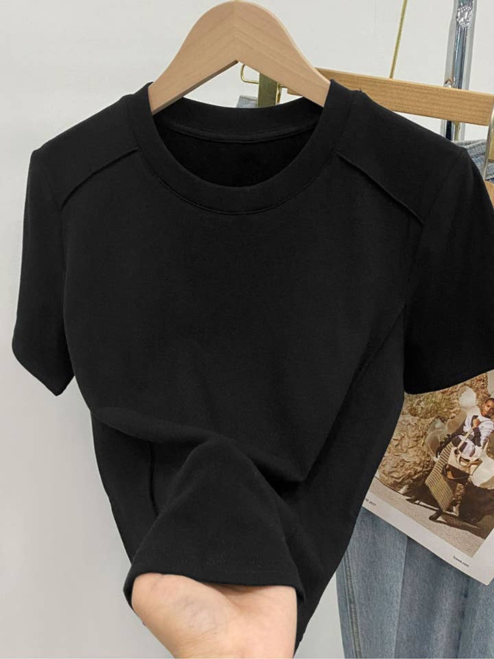 DE VAVE - Wholesale T-Shirt - Women's - Solid Crew Neck T-Shirt