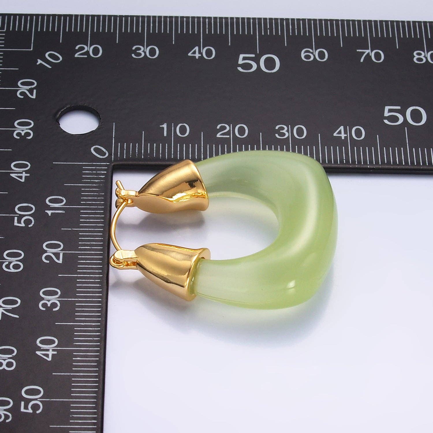 Simply Jewels - Wholesale Hoop Earrings - Gold Classic Gold Quartz Resin Crystal Chunky Hoops EA-0185 to EA-019413