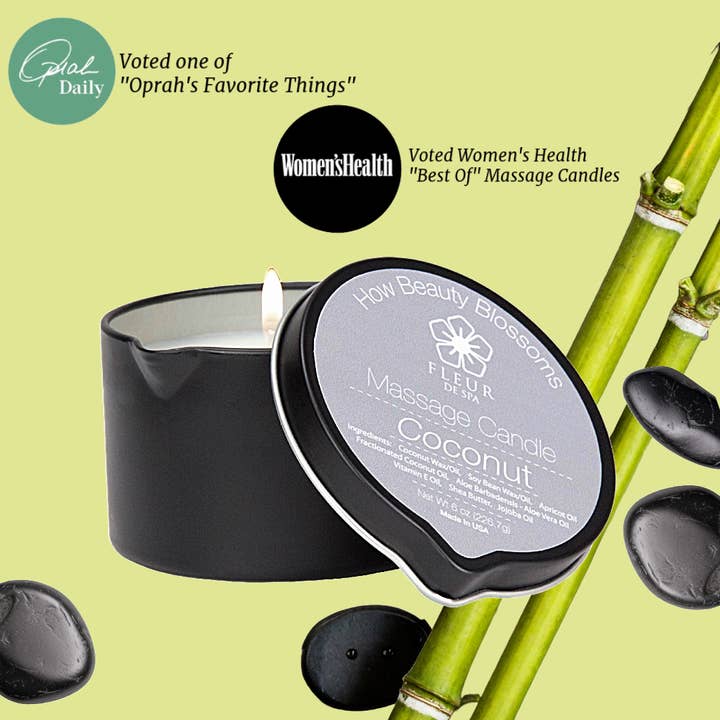 Bougie de massage avec bec verseur | All Natural pour la vente par Fleur De Spa