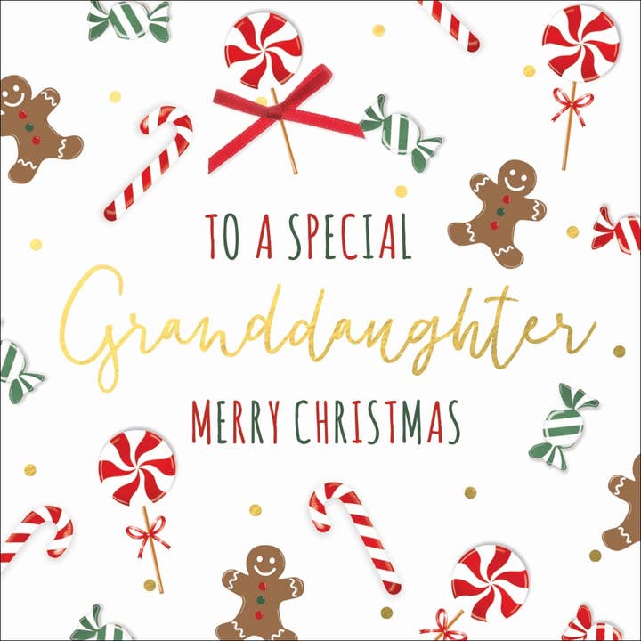 Petite-fille, carte de Noël faite main pour la vente par The Handcrafted Card Company