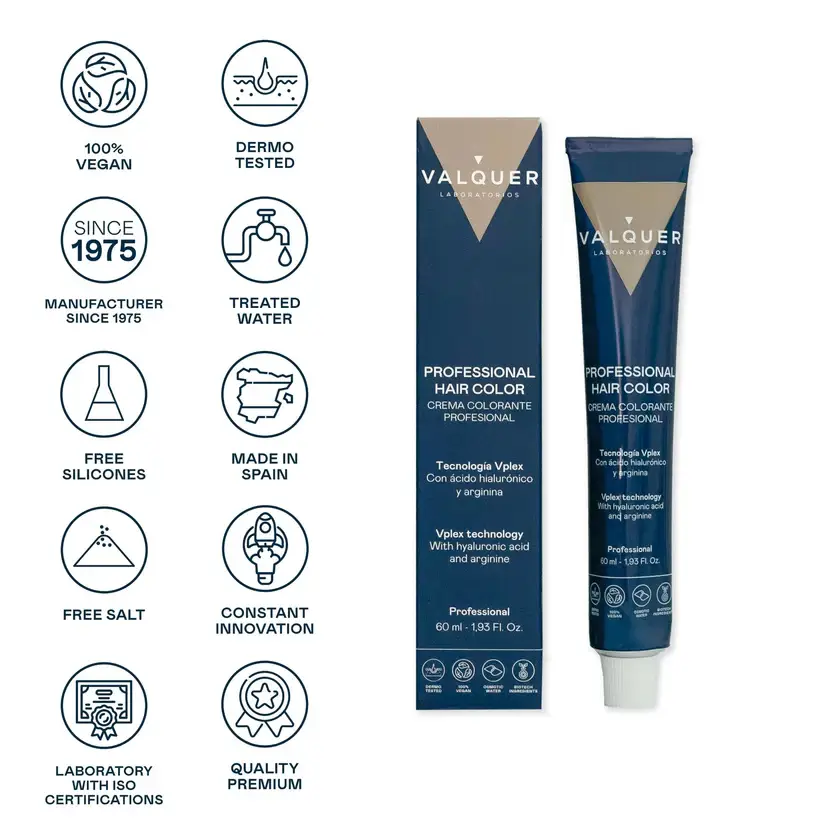 Valquer Laboratorios - Wholesale Hair Dye - Vplex Coloring Cream 6.9 Dark Blonde Brown - 60 ml4