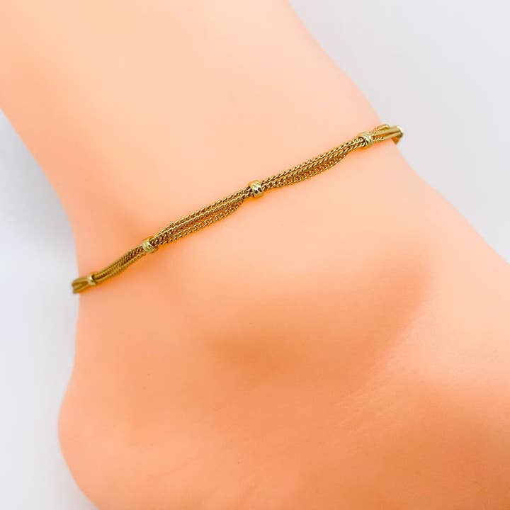 3 Layers Chain Design Vintage Anklet for wholesale by Mio Queena