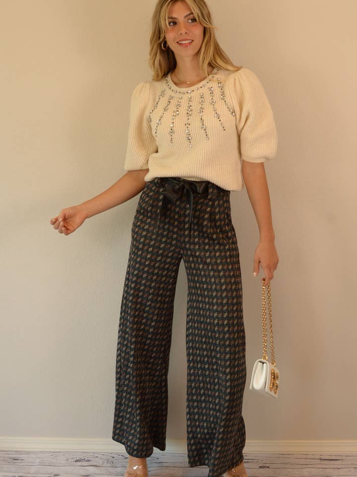 PANTALON EN TRICOT À JAMBES LARGES - P2023LA012 pour la vente par Ambiente