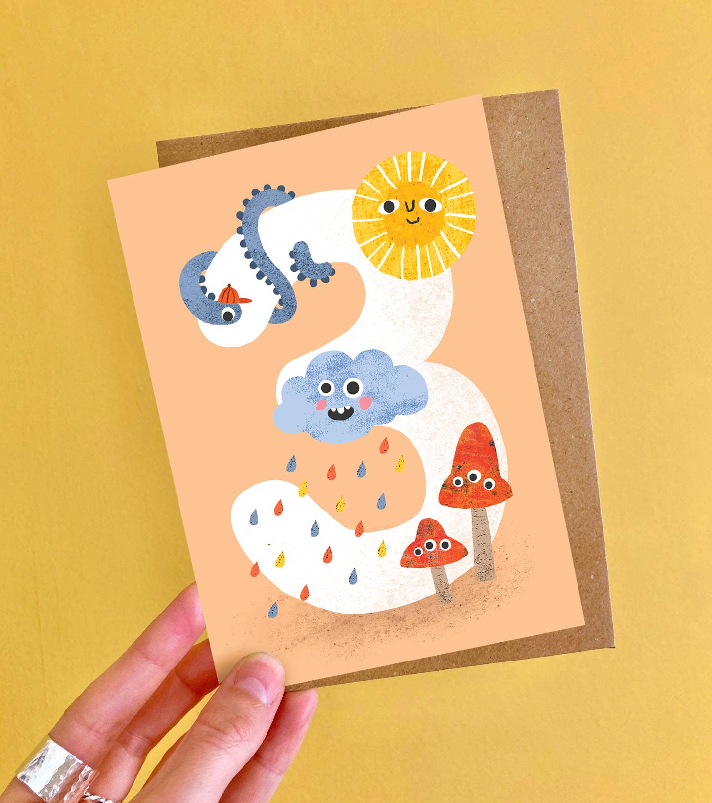 Emily Nash Illustration Greeting Cards - Vente Cartes d'anniversaire - Carte de vœux pour enfants de trois ans avec des créatures folles | Carte d'anniversaire pour enfants1