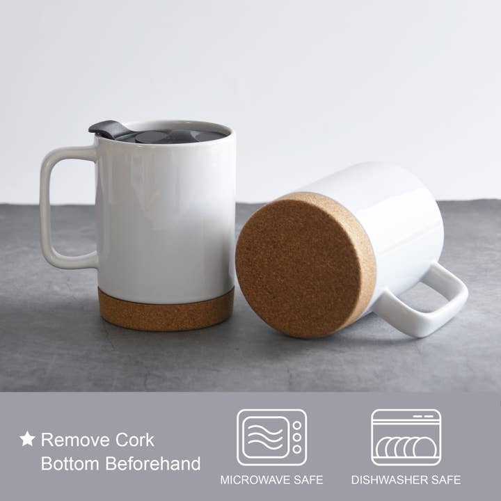 ARTONUSA - Wholesale Coffee Mug - 14 OZ Sublimation Mugs with Cork base and Splash proof lid