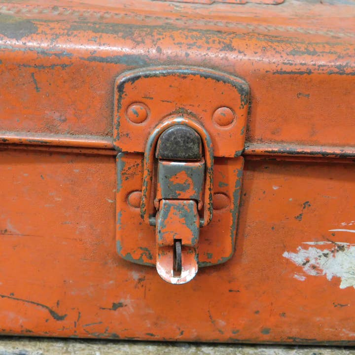 My Amigos Imports - Wholesale Decorative box - Vintage Metal Tool box-#20-Storage-6x13x4.5Hin-Rustic 4