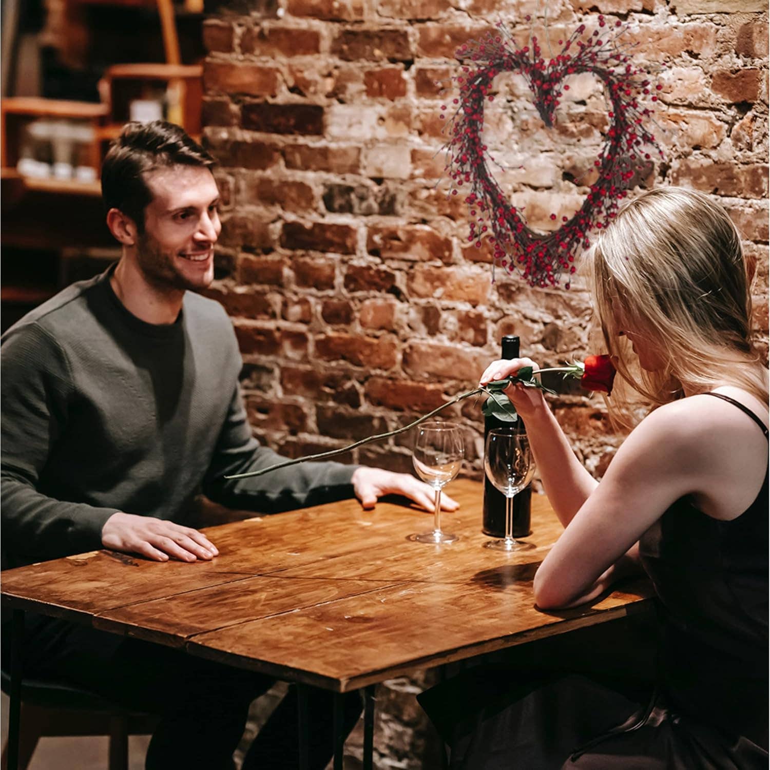 4E's Novelty - Wholesale Wreath - 15" Valentine's Heart Wreath - Red Berry Grapevine for Indoor/Outdoor Decor5