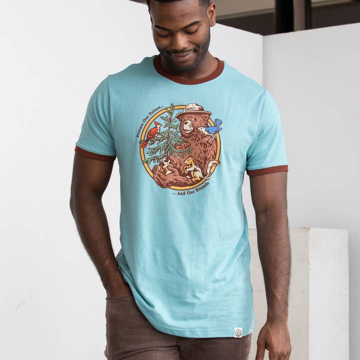 The Landmark Project - Wholesale Screen Printed T-Shirt - Unisex - Smokey's Friends Ringer Tee