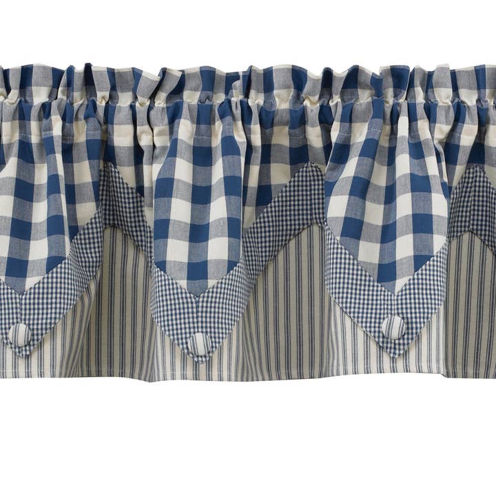 York Lights Lined Point Valance - Blue for wholesale by Park Designs