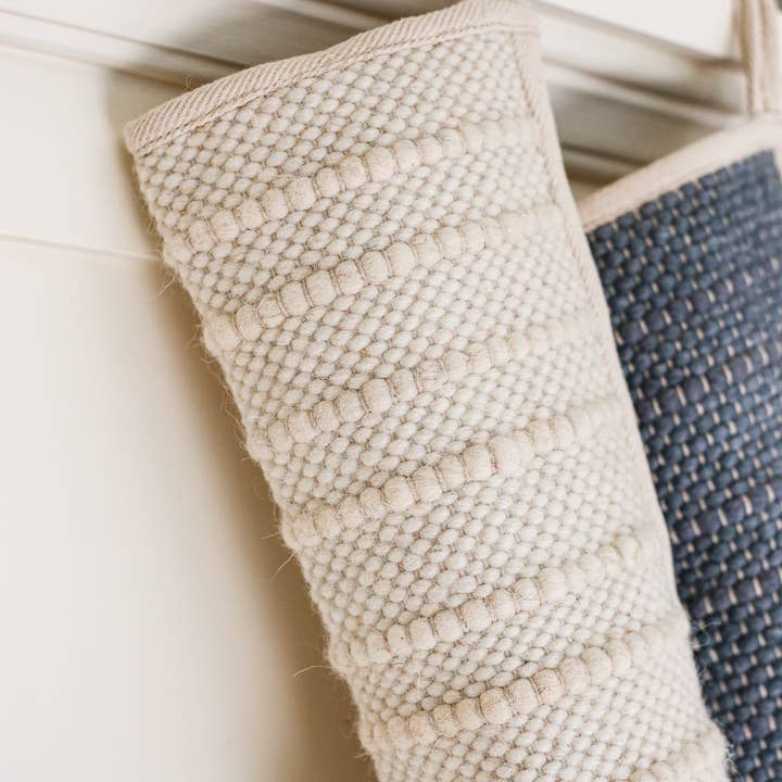 NOEL by Alma Home - Wholesale Holiday Stocking - Handmade Ivory Boho Christmas Stocking | Woven Wool1