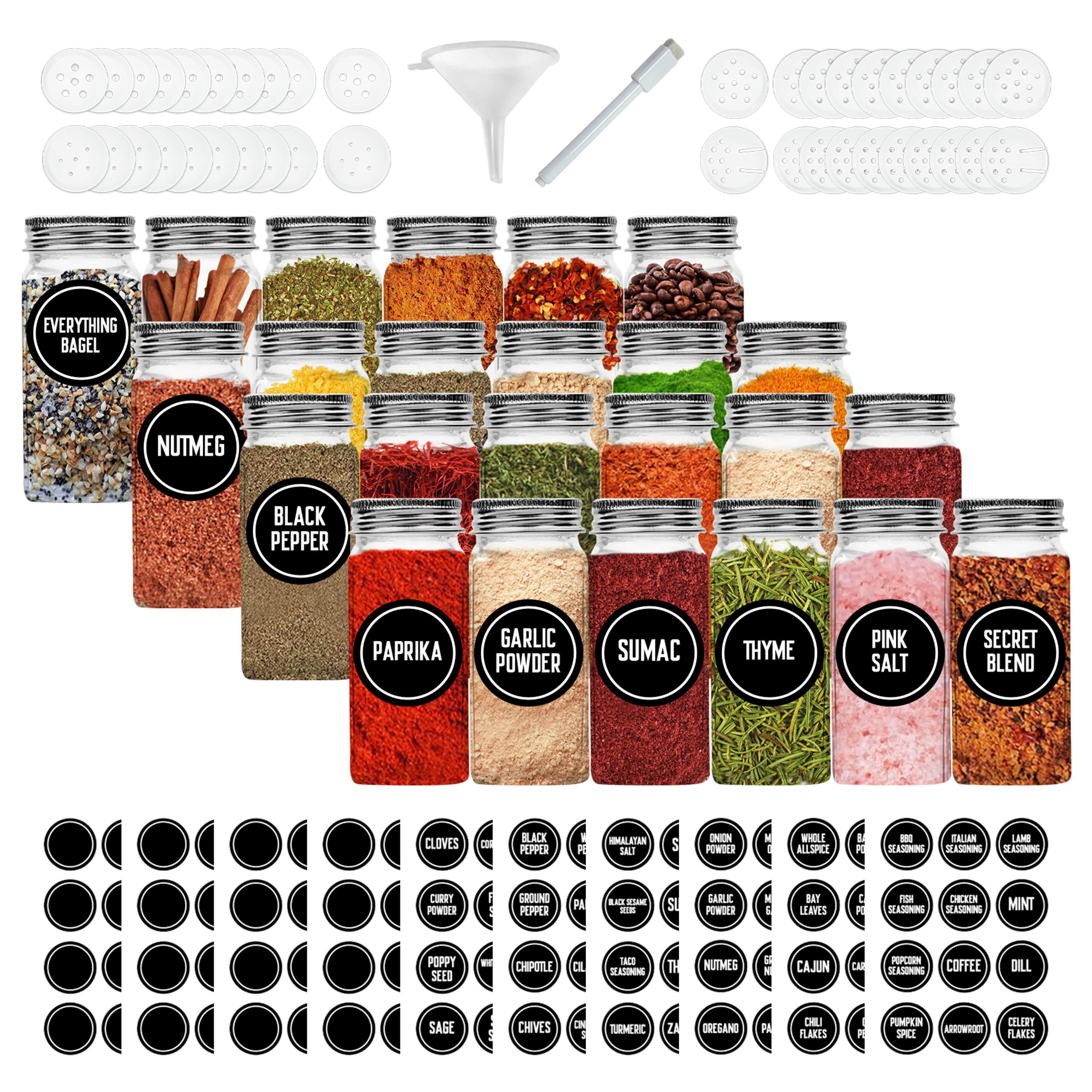 Glass Paragon Spice Jars with Flip & Sift Cap, Bulk