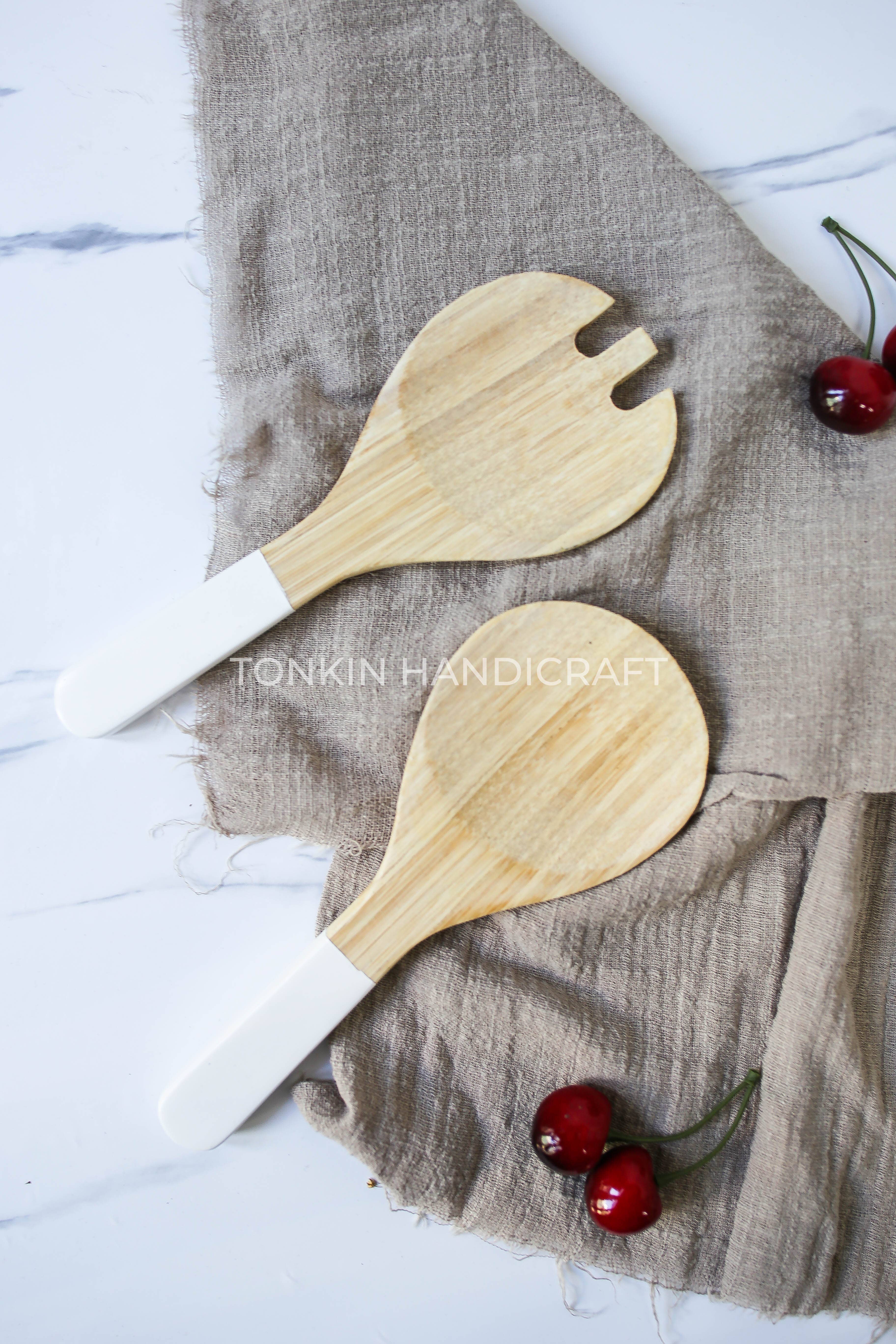 Tonkin Handicraft – wholesale Serving utensil – Set 2 Salad Bamboo Utensils3