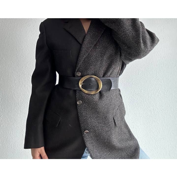 Blazer oversized upcycle feminino com contraste por atacado de ERDLUXE