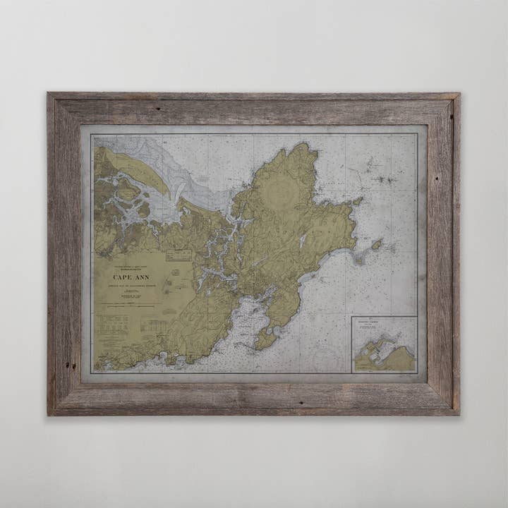 Cape Ann, Massachusetts Map Vintage Art Print 24" x 18" for wholesale by Archive Print Co.