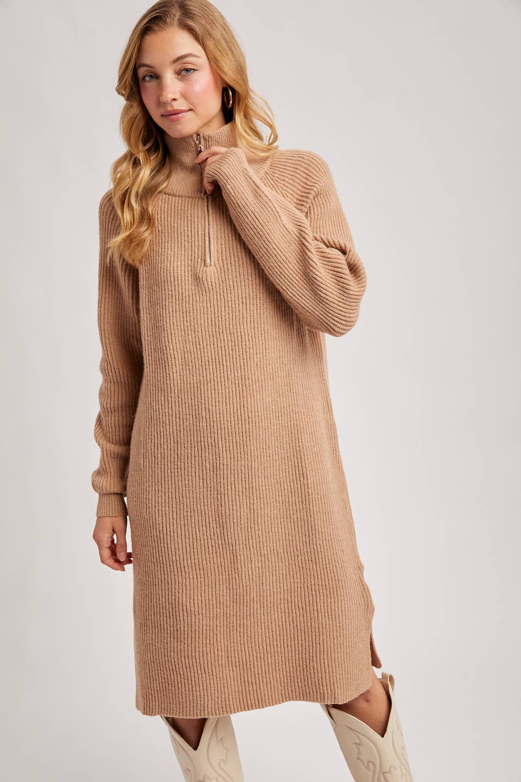 Bluivy - Wholesale Dress - Women's - QUARTER ZIP SWEATER DRESS2