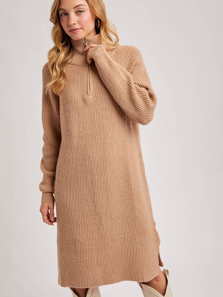 Bluivy - Wholesale Dress - Women's - QUARTER ZIP SWEATER DRESS2