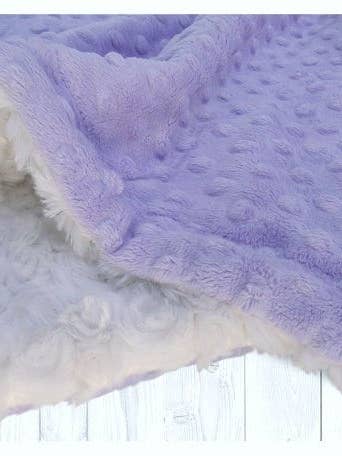 Personalized Lavender & Ivory Cream Minky Baby Blanket for wholesale by Minkee Baby Gifts