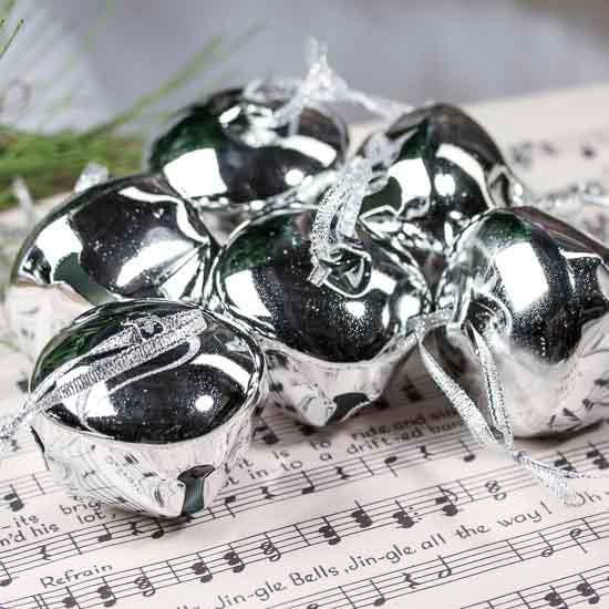 2" Classic Metallic Silver Jingle Bells (Pack of 6 bells) for wholesale by Factory Direct Craft