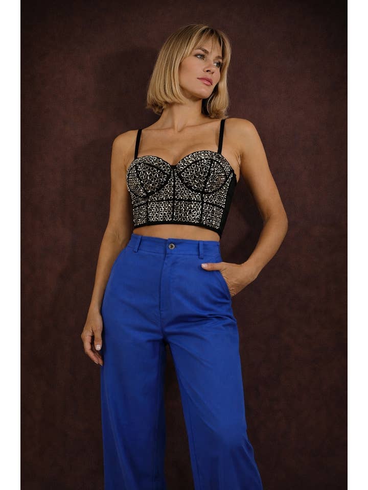 BUSTIER DE DIAMANTES DE IMITACIÓN para venta al por mayor de Mulla