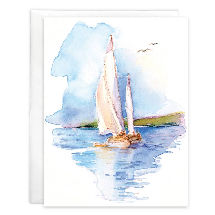 Boxed/Packaged Blank Note Card - Summer Sailboat for wholesale by GINA B DESIGNS