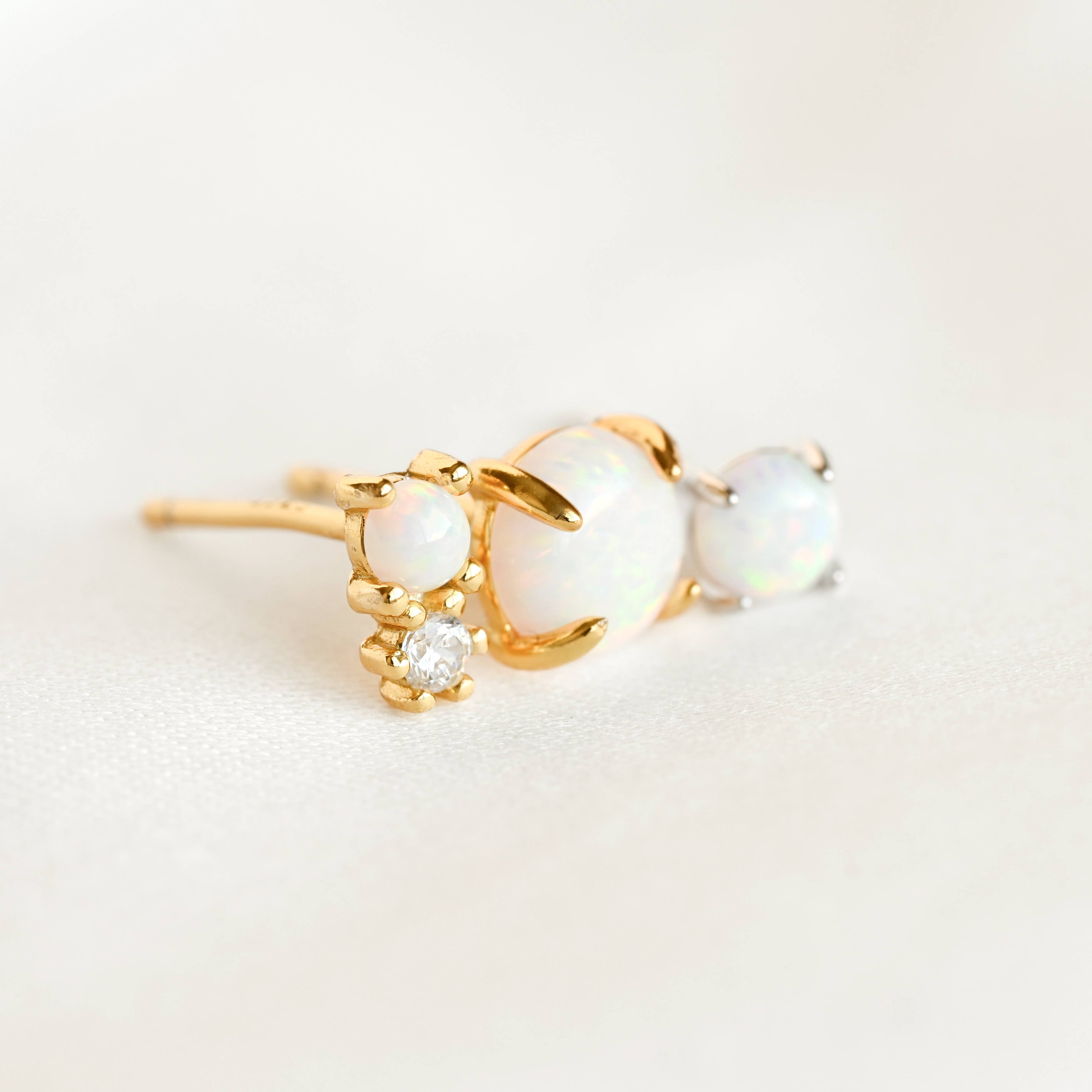 Blueyejewelry - Wholesale Stud/Post Earrings - 925 Silver Opal Studs - Sterling Silver Round Opal Earrings 4