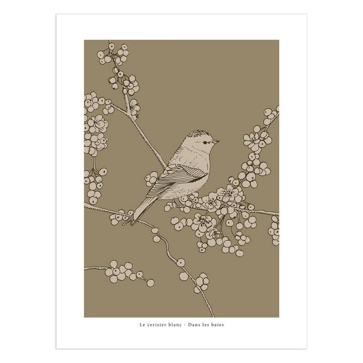 Affiche "Dans les baies" pour la vente par Le cerisier blanc