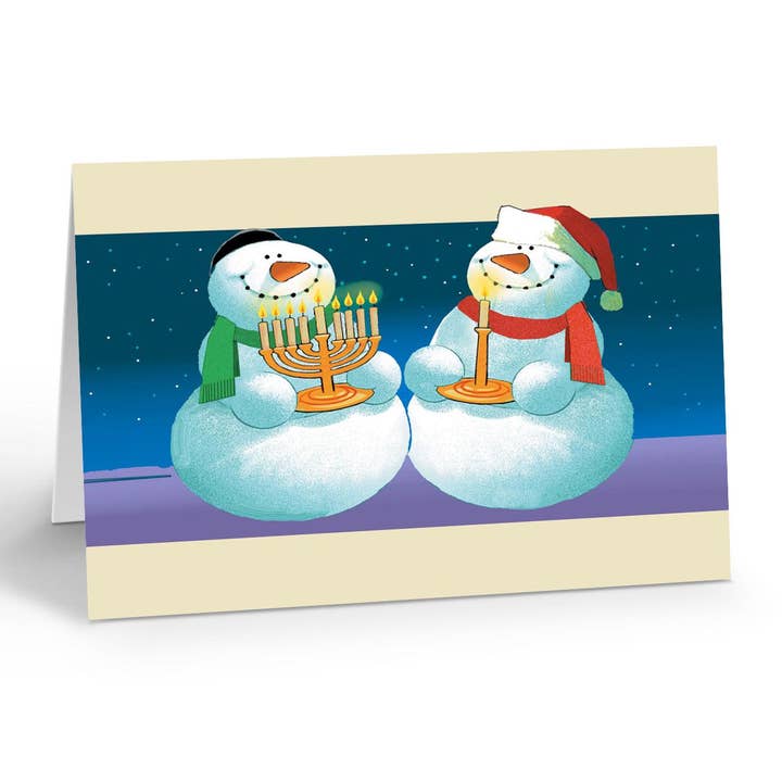 Cartes de vœux de vacances Menorah bonhommes de neige - 12 cartes avec enveloppes pour la vente par Stonehouse Collection