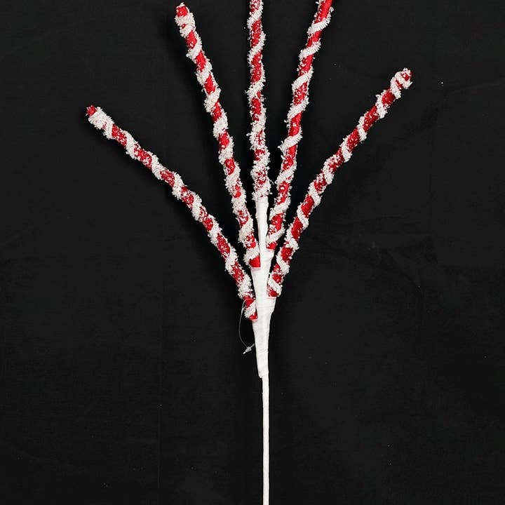 Impressive Enterprises, Inc. - Wholesale Christmas Decoration - ISB79706- 24in Velvet PepperMint Stem Bush-Red white