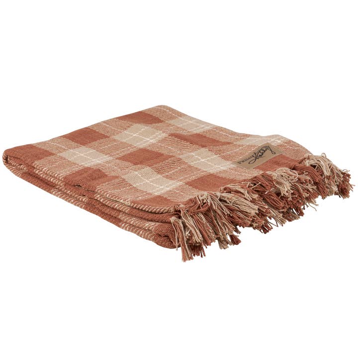 Brown Tartan Throw for wholesale by Primitives by Kathy