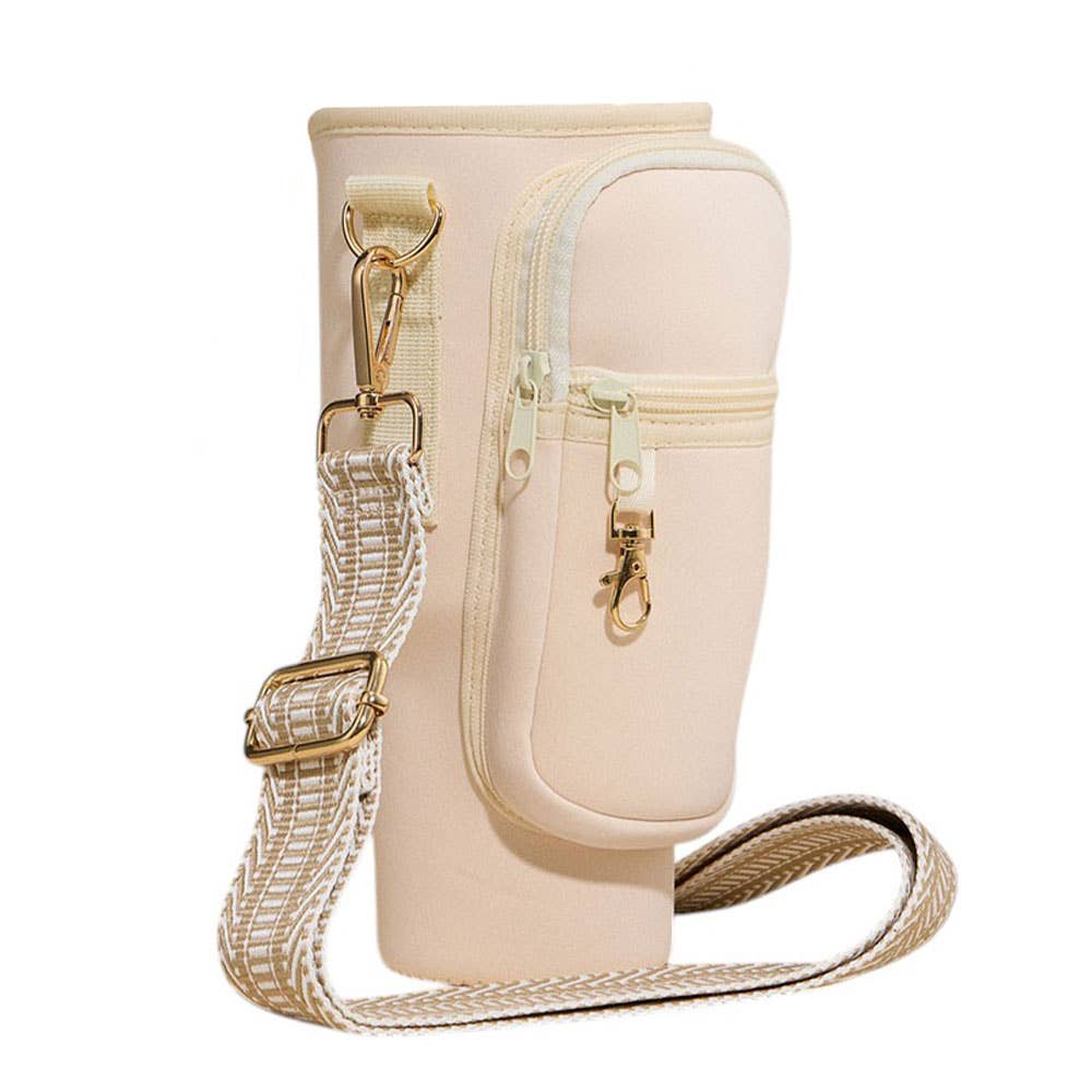 Sensibling Corp. - Wholesale Insulated Mug/Tumbler - Solid Tumbler Carrier Holder Geometric Pattern Strap Crossbody Bag6