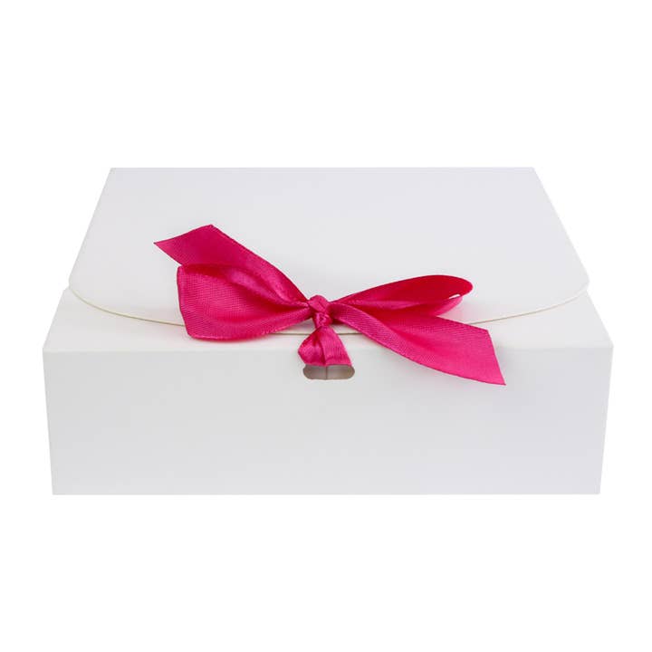 Emartbuy – wholesale Gift box – White Box with Hot Pink Bow Ribbon-Pack of 12-24 x 24 x 5 cm1