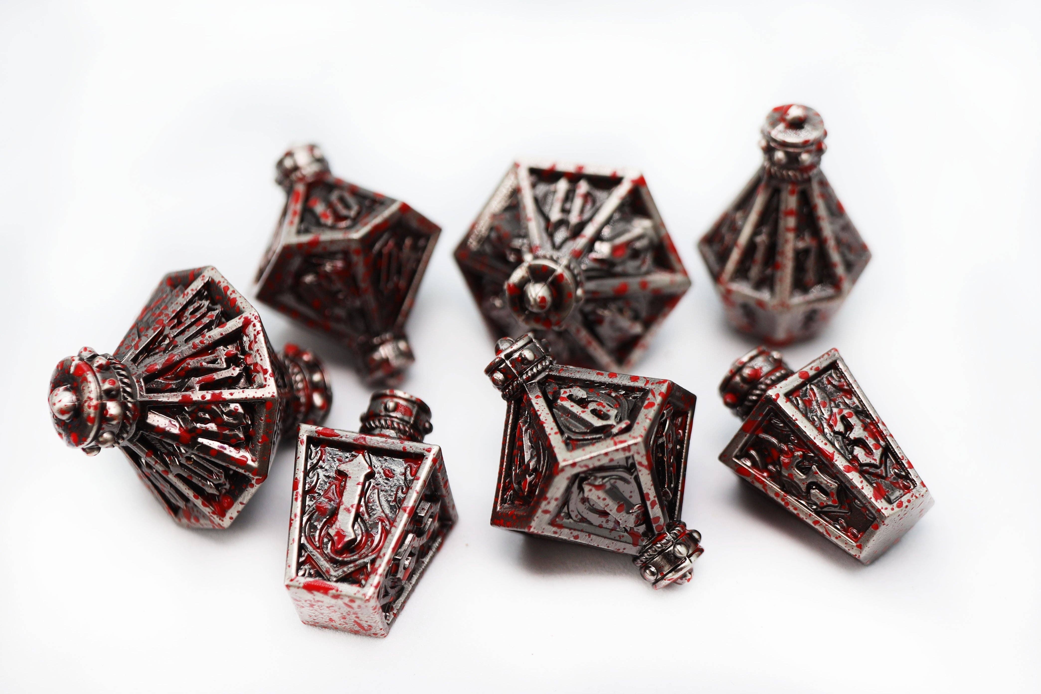 Foam Brain Games - Wholesale Dice - Moonlit Lantern: Blood Splatter - Metal RPG Dice Set0